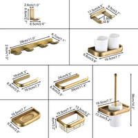 Accessoires Salle de Bain Laiton Vieilli Brossé à la Pièce, 9 Articles