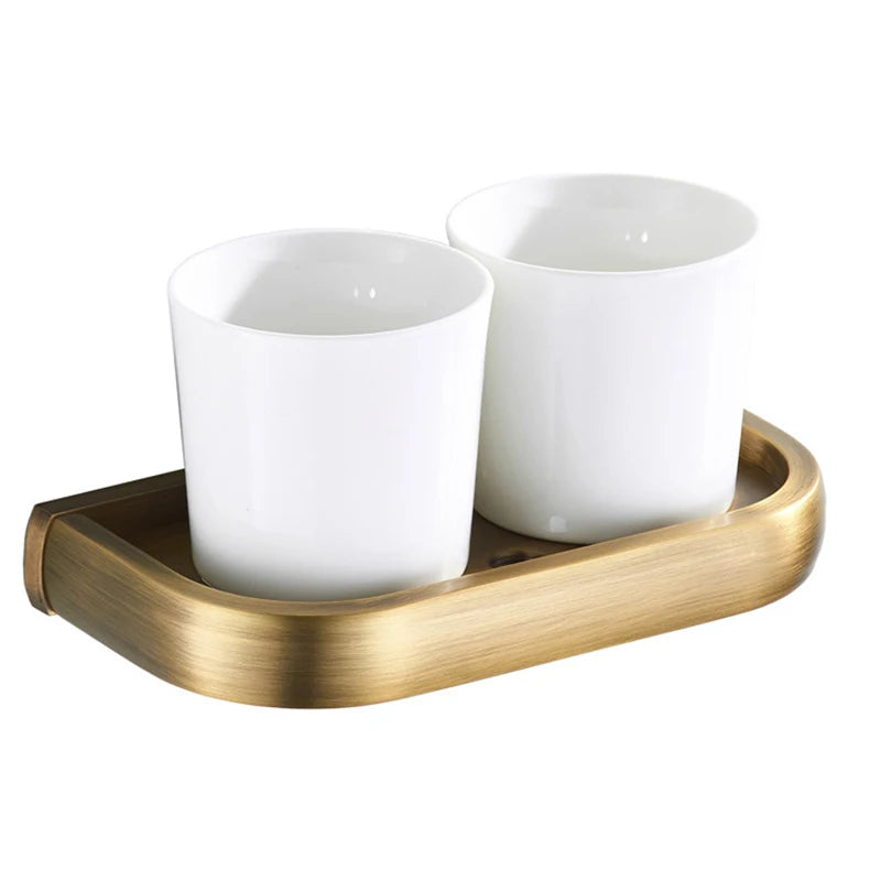 Accessoires Salle de Bain Laiton Vieilli Brossé à la Pièce, 9 Articles