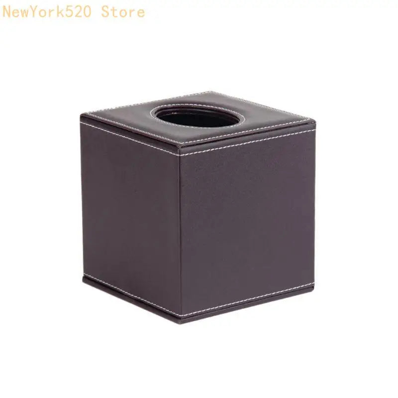Boîte à Mouchoirs Carrée en Cuir PU Noir 13,5 cm