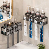 Porte-Brosse à Dents Électrique Mural, 2 à 6 Gobelets, Gris ou Blanc