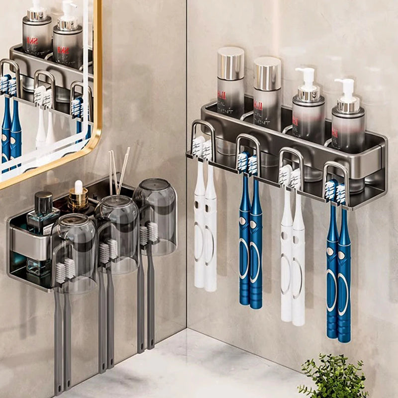 Porte-Brosse à Dents Électrique Mural, 2 à 6 Gobelets, Gris ou Blanc