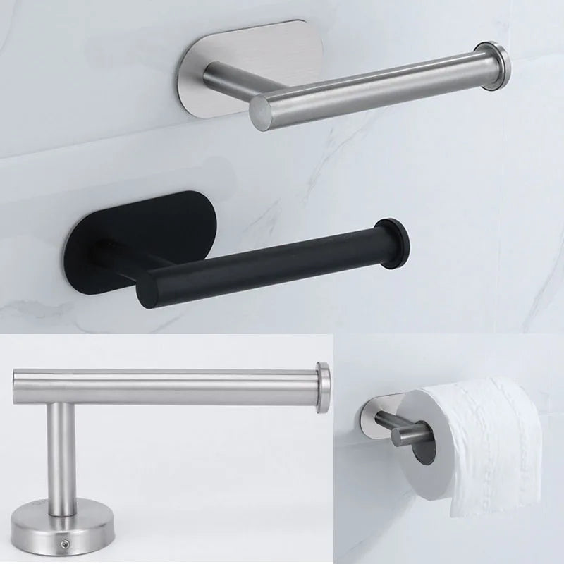 Porte-Papier Toilette Mural en Inox à Visser ou Adhésif 16 cm