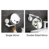 Miroir Salle de Bain Rond Pliant à Ventouse Blanc 15 cm