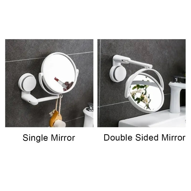 Miroir Salle de Bain Rond Pliant à Ventouse Blanc 15 cm
