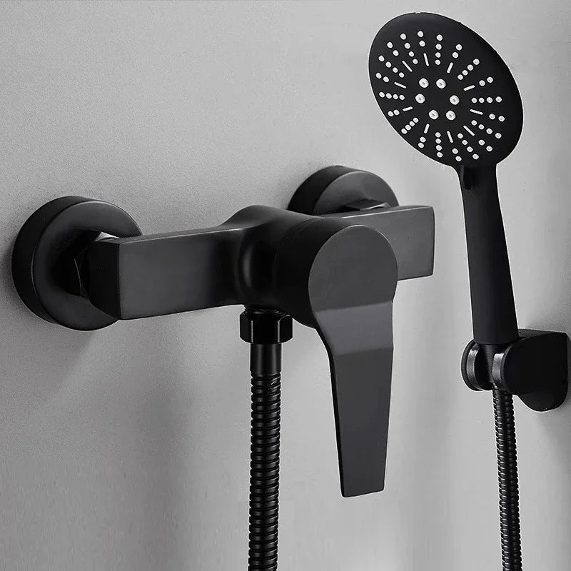 Mitigeur Douche Mural Noir Mat, Seul ou avec Douchette et Flexible