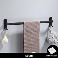 Porte-Serviettes Mural Aluminium Noir Autocollant 1 à 3 Barres 50 cm