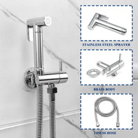 Douchette WC Laiton Eau Froide avec Robinet d'Arrêt, Flexible Inox ou Spiralé
