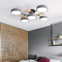 Plafonnier LED Nordique Bois, 1 à 7 Têtes, 4 Coloris