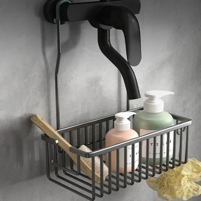Étagère de Douche à Suspendre en Aluminium, Noir, Gris ou Argent, 31 cm