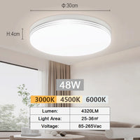 Plafonnier Cuisine LED Ultra-Plat Rond ou Carré, 18 à 48 W, Liseré Argenté