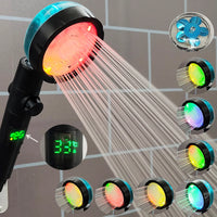 Pommeau de Douche LED Affichage Température, Hélice Turbo, Accessoires à la Pièce