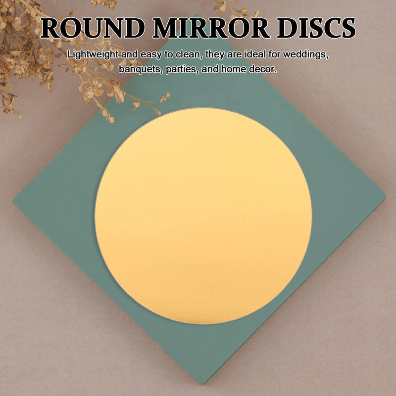 Plateau Miroir Rond Doré en Acrylique 10 cm, Lot de 12