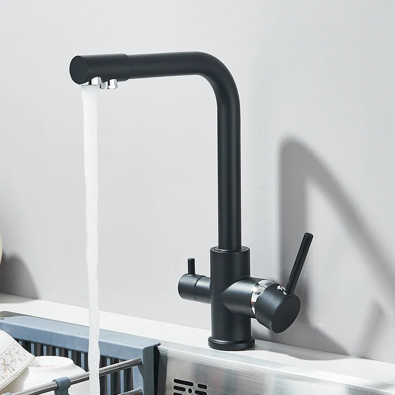 Mitigeur Cuisine Eau Filtrée Monotrou, Double Poignée, 9 Finitions