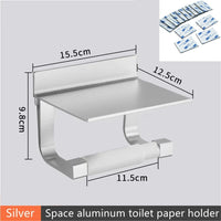 Porte-Papier Toilette Aluminium avec Étagère de Rangement