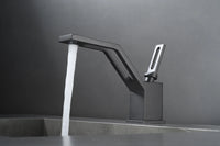 Mitigeur Lavabo Design Angulaire en Laiton Monotrou, Blanc, Chromé, Noir ou Gris
