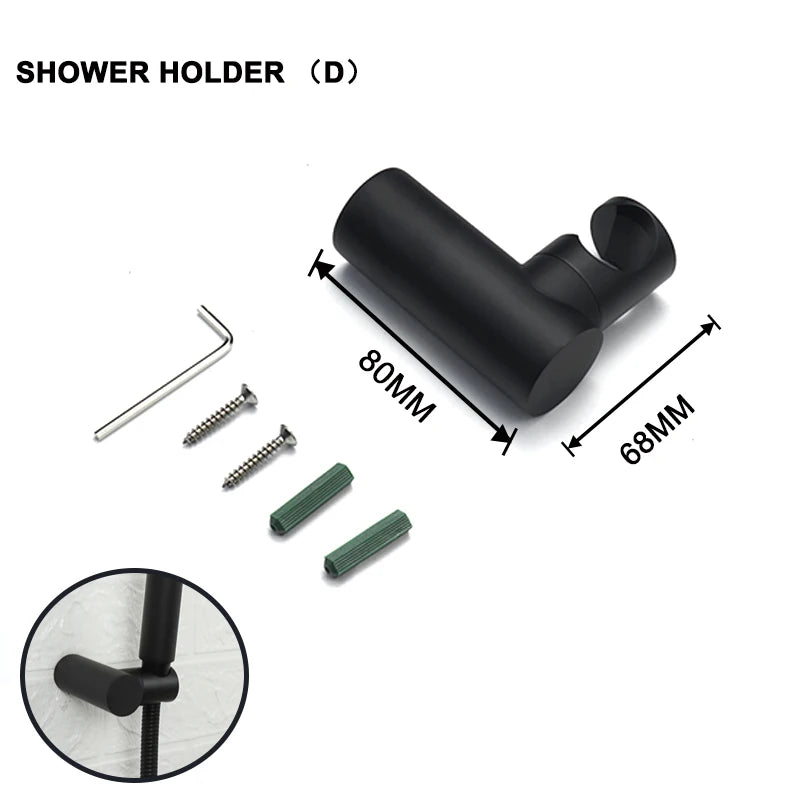 Pommeau de Douche Laiton Noir Mat, Douchettes et Supports à la Pièce
