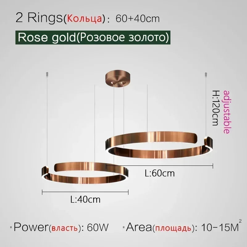 Suspension Cuisine LED Anneaux Ouverts, Ø 40 à 80 cm