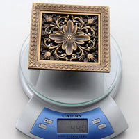 Bonde de Douche Carrée Laiton Vieilli Motifs Ciselés 12 cm