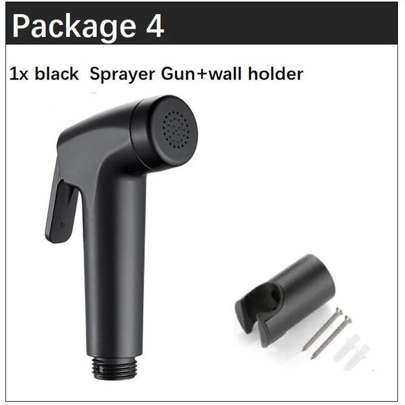 Douchette WC Noire Kit Complet avec Support Mural