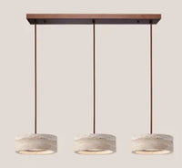 Suspension Cuisine Travertin Naturel Wabi-Sabi, 1 à 3 Têtes, Ø 20 cm