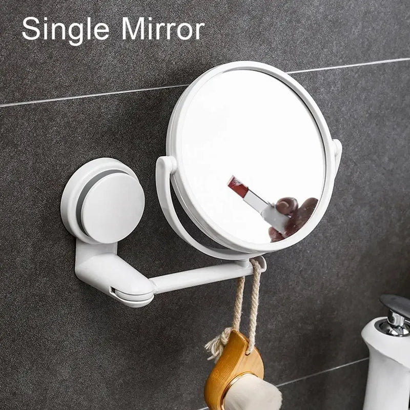 Miroir Salle de Bain Rond Pliant à Ventouse Blanc 15 cm