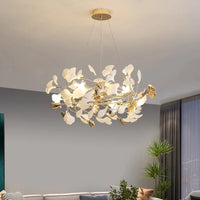 Suspension Cuisine Feuilles de Ginkgo Doré, Céramique ou Acrylique, à la Pièce