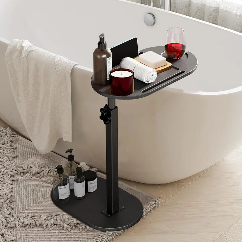 Plateau de Baignoire sur Pied en Bambou à Hauteur Réglable