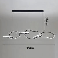 Suspension Cuisine LED Anneaux Entrelacés, 80 à 180 cm