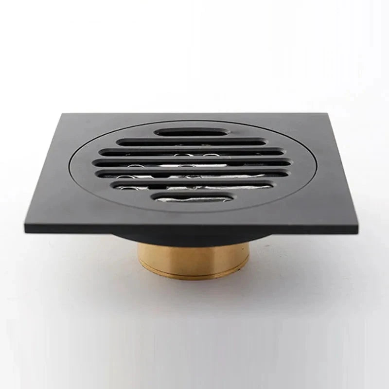 Siphon de Sol Carré Laiton Noir Mat 10 x 10 cm Anti-Odeur