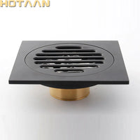 Caniveau de Douche Carré Laiton Noir Mat 10 x 10 cm Anti-Odeur
