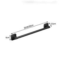 Porte-Serviette Adhésif Noir Sans Perçage en Aluminium, 30, 40 ou 50 cm
