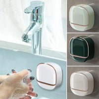 Porte-Savon Mural à Couvercle et Drainage, Vert, Blanc ou Beige, 2 Formats