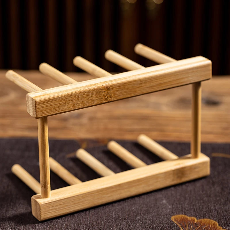 Égouttoir à Assiettes en Bambou Sans Bac, Porte-Vaisselle 14 x 11,5 cm