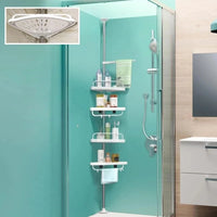 Étagère de Douche d'Angle Télescopique Sol-Plafond 4 Niveaux Sans Perçage