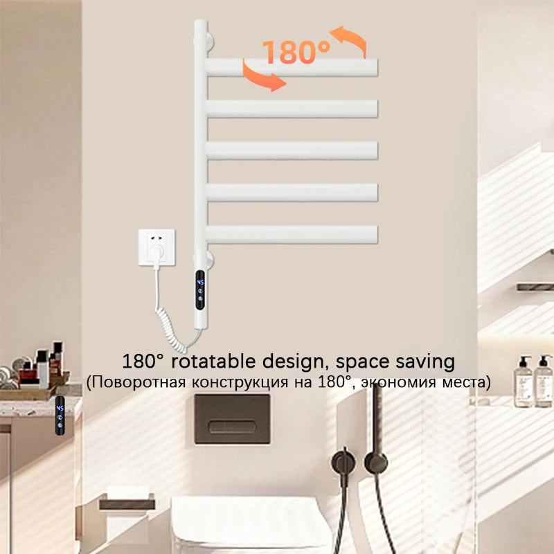 Sèche-Serviette Électrique Mural Rotatif 120 W, Noir, Blanc ou Gris
