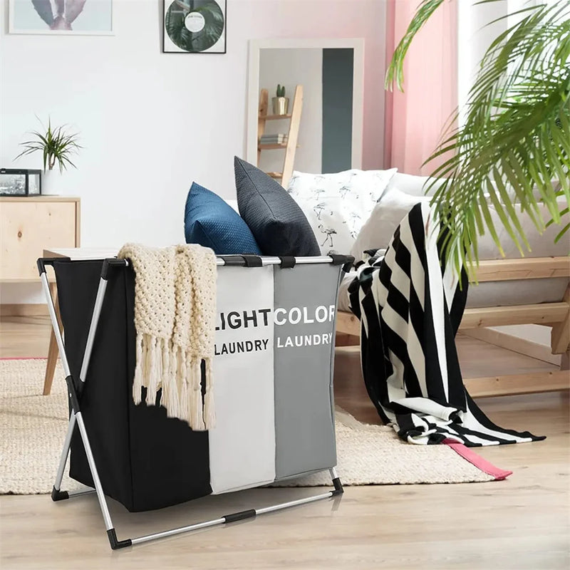 Panier à Linge Pliable 1 ou 3 Compartiments, Noir ou Gris