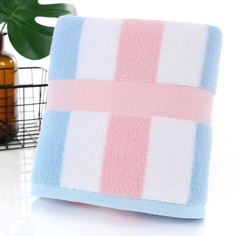 Serviette de Bain Éponge Rayée 70 x 140 cm en 4 Coloris