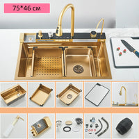 Évier de Cuisine Inox Multifonction 1 Bac 75 cm