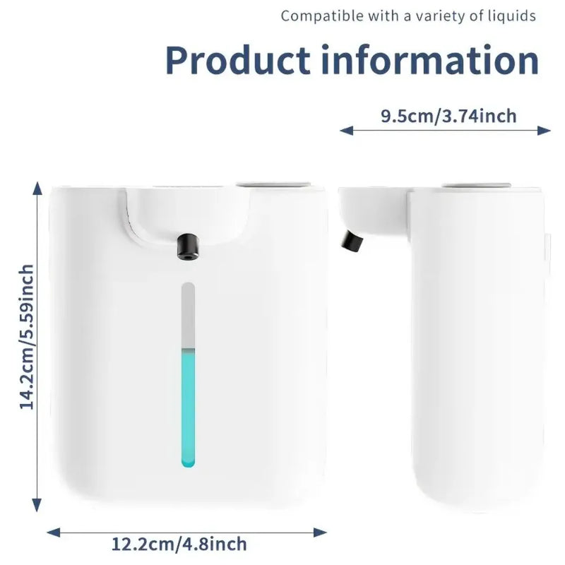 Distributeur de Savon Automatique 500 ml avec Écran, Mural ou à Poser, IPX5