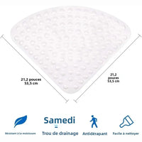 Tapis de Douche d'Angle Antidérapant Ventouses 53cm