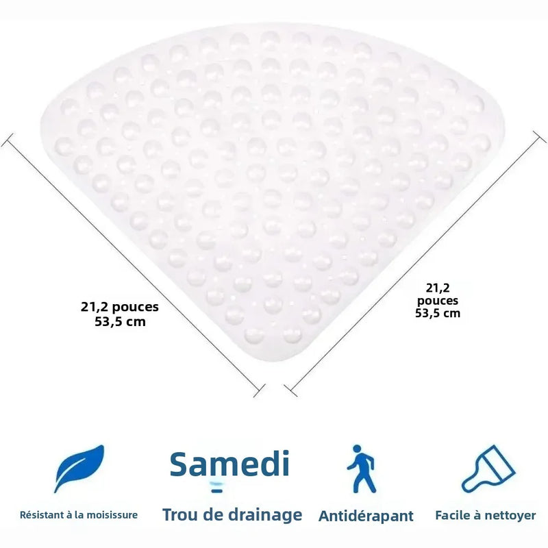 Tapis de Douche d'Angle Antidérapant Ventouses 53cm
