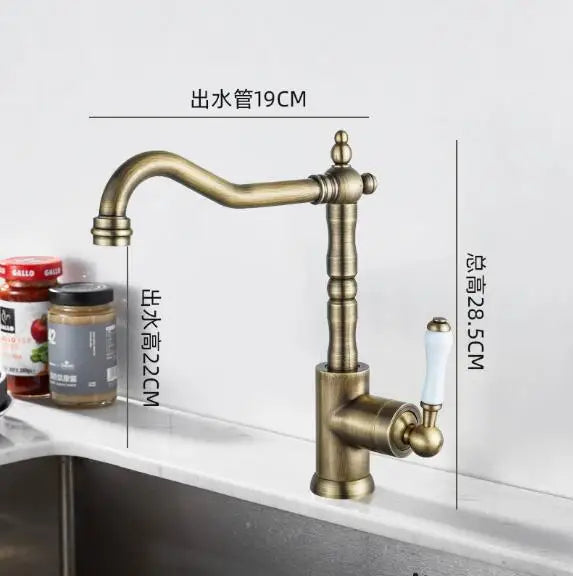 Mitigeur de Cuisine Rétro Laiton avec Douchette Latérale