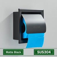 Porte-Papier Toilette Encastré Inox 304 avec Volet, 4 Finitions