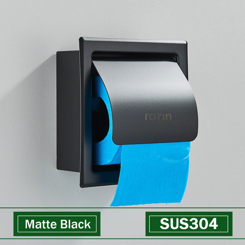 Porte-Papier Toilette Encastré Inox 304 avec Volet, 4 Finitions