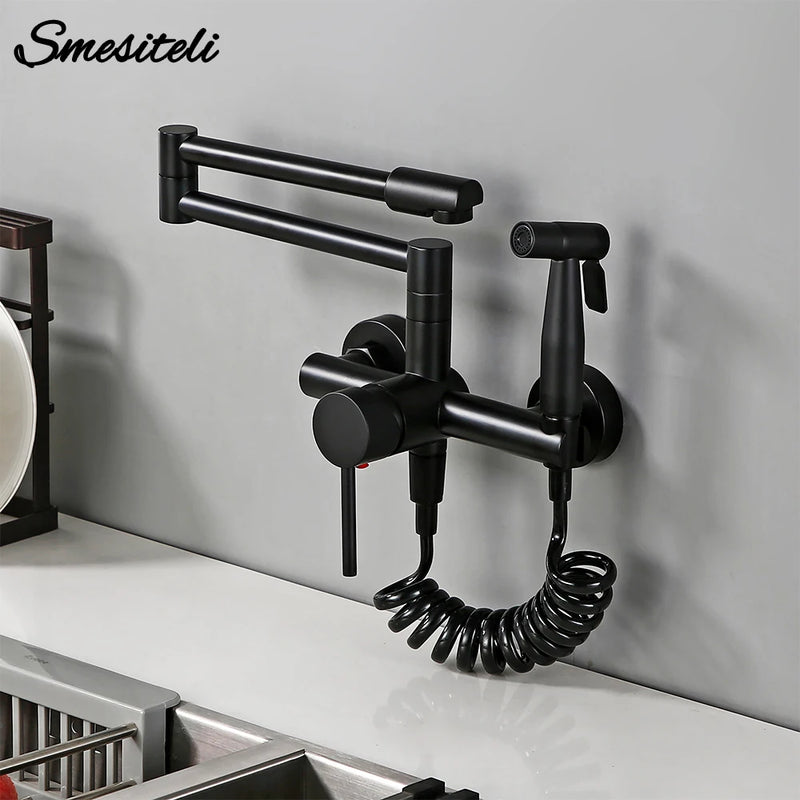 Robinet de Cuisine Mural Pont Double Articulation