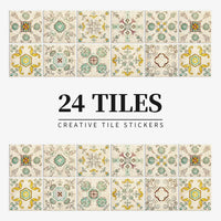Autocollants Carrelage Adhésifs pour Crédence et Salle de Bain, 26 Motifs, Lot de 24