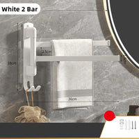 Porte-Serviette Pivotant Mural Inox Noir ou Blanc, 1 à 5 Barres