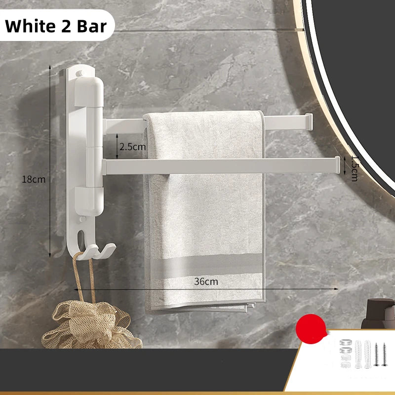 Porte-Serviette Pivotant Mural Inox Noir ou Blanc, 1 à 5 Barres