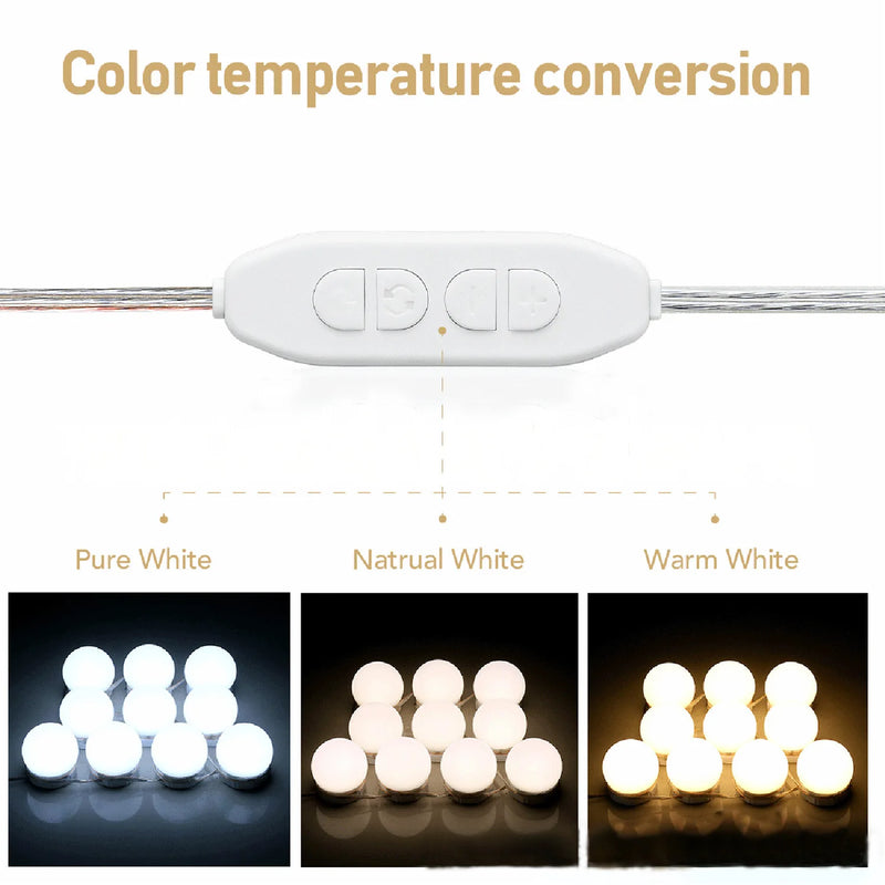 Kit 10 Ampoules LED Miroir Coiffeuse USB ou Veilleuse Ronde à Détecteur