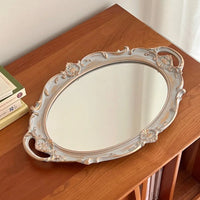 Plateau Miroir Ovale Rangement Bijoux Style Vintage